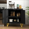 thumbnail image 2 of SSyao Fluted Metal Buffet Cabinet Sideboard Cabinet w/ Magnetic Doors Adjustable Shelf,15.7"D x 27.6"W x 32.1"H, 2 of 22