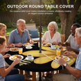 thumbnail image 3 of Round Outdoor Tablecloth with Umbrella Hole and Zipper, Yellow Daisy Rustic Tablecloth with Elastic Waterproof, Black Pastoral Flowers Honeybees Patio Table Covers for 36" - 44" Picnic Pool Tables, 3 of 9
