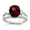 thumbnail image 1 of Solid 14k White Gold 11x9mm Oval Garnet January Red Gemstone Checker Engagement Ring Size 8, 1 of 2