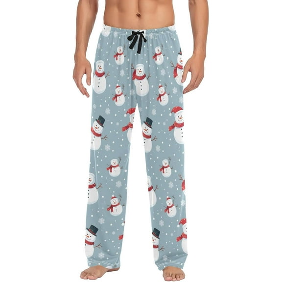 SKQIT Men's Pajama Pants Snowmen Christmas Sleep Bottoms Lounge Sleepwear with Pockets Drawstring