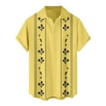 thumbnail image 4 of Lumtrix Mens Short Sleeve Cuban Camp Guayabera Shirt Hippie Summer Beach Button Down Shirts Yellow 2XL, 4 of 4