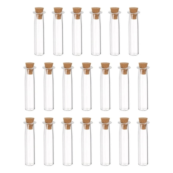 Mini Glass Bottles with Cork Long Bottle Shape Wishing Bottle, 20 Pieces