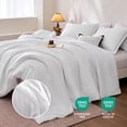 thumbnail image 3 of Sleep Zone Striped Jacquard Bedding Set Full Size, 3 Piece Luxury Ultra Soft Comforter Set, Lightweight Breathable & Durable White Bedding Set, 3 of 13