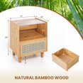 thumbnail image 3 of Gymax Bamboo Rattan Nightstand Boho Bedside End Table w/ Drawer & Wood Legs Natural, 3 of 9