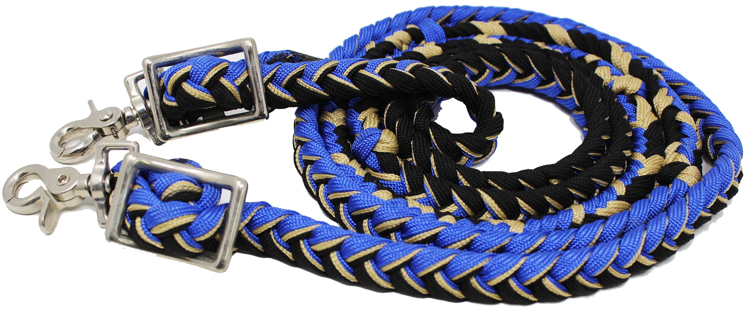 Horse Roping Knotted Tack Western Barrel Reins Rein Nylon Braided