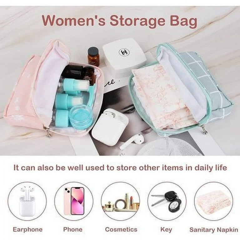 1 Pack Period Pouch, Portable Tampon Storage Bag for Sanitary Napkins, Tampon  Holder for Purse Feminine Product Organizer, First Period Gifts for Teen  Girls School (Blue Plaid) 