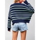 thumbnail image 5 of Suéter de Mujer de Otoño, Cuello Redondo, Tipo Murciélago, Estilo Pullover Azul-Verde M, 5 of 7