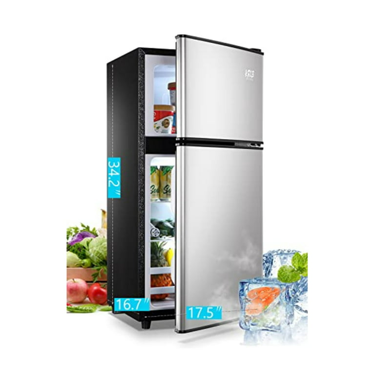 3.5cu.ft Compact Refrigerator Mini Fridge with Freezer, Krib Bling Small Refrigerator with 2 Door, Silver