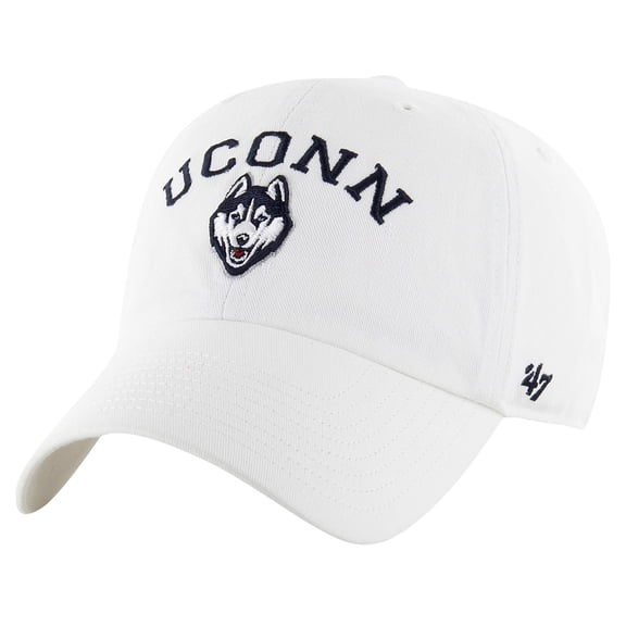 Men's '47 White UConn Huskies Classic Arch Clean Up Adjustable Hat