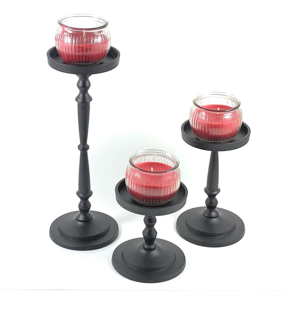 Pillar Candle Holders Set Of 3 Matte Black Finish Walmart Com Walmart Com