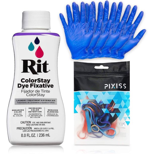 Rit Dye ColorStay Dye Fixative 8oz, Pixiss Tie Dye Accessories Bundle