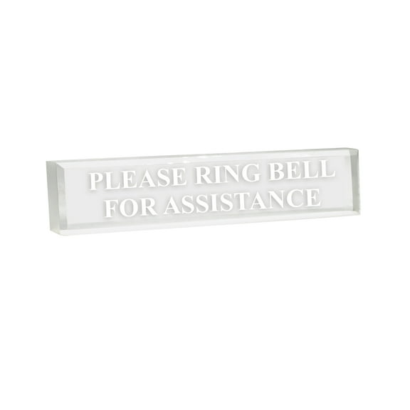 Please Ring Bell For Assistance 2" x 8" Frosted Acrylic - Office Desk Accessories D?cor