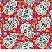 thumbnail image 4 of Tissu en Coton Rouge avec Crânes de Sucre au Mètre, 4 of 4