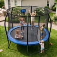 thumbnail image 3 of SaveJoy 8FT Trampolines for Kids with Safety Enclosure, Basketball Hoop & Lights, Kids Trampoline Indoor & Outdoor, 3 of 11