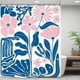 thumbnail image 4 of Pink Blue Matisse Flower Shower Curtain Abstract Retro Aesthetic Minimalist Vintage Art 70s Modern Bathroom Set Accessories Decor with Hooks 72"W x 84"L (Pack of 1), 4 of 6