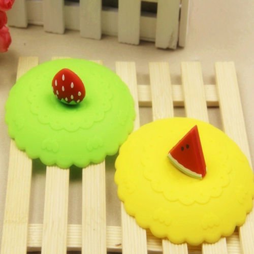 4pcs Magical Silicone Coffee Mug Lid Fruit Glass Cup Cover Suction  Leakproof