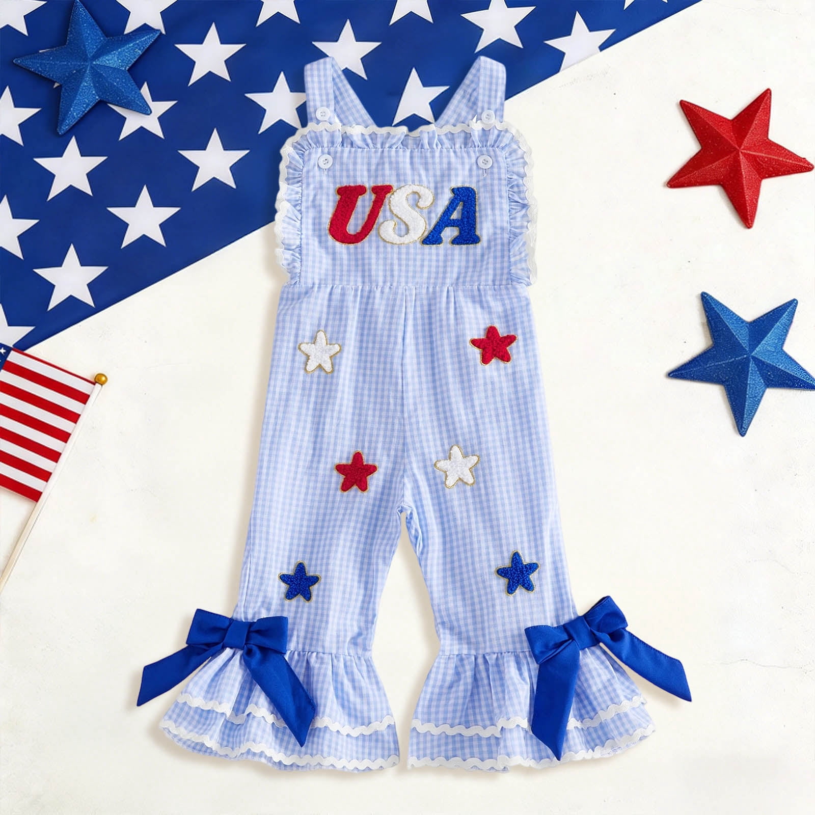 4th of July Outfits Baby Girl USA Romper Fourth of July Onesie Independence Day Bodysuit Memorial Day Clothes