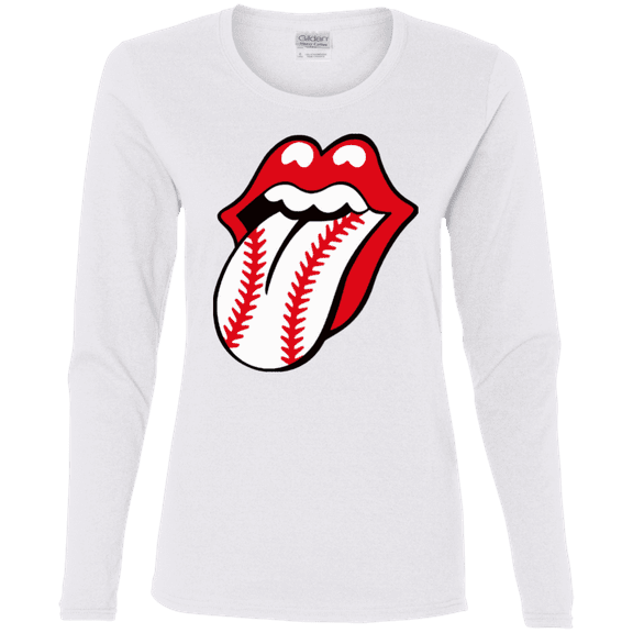 Baseball Lips Ladies' Long Sleeve T-Shirt