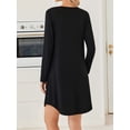 thumbnail image 4 of KISSGAL 2 Pack Nightgowns for Women Long Sleeve Nightshirts Soft Crew Neck Pajamas Dress Sleepwear ,Leopard Printed and Black, S-XXXL, 4 of 6