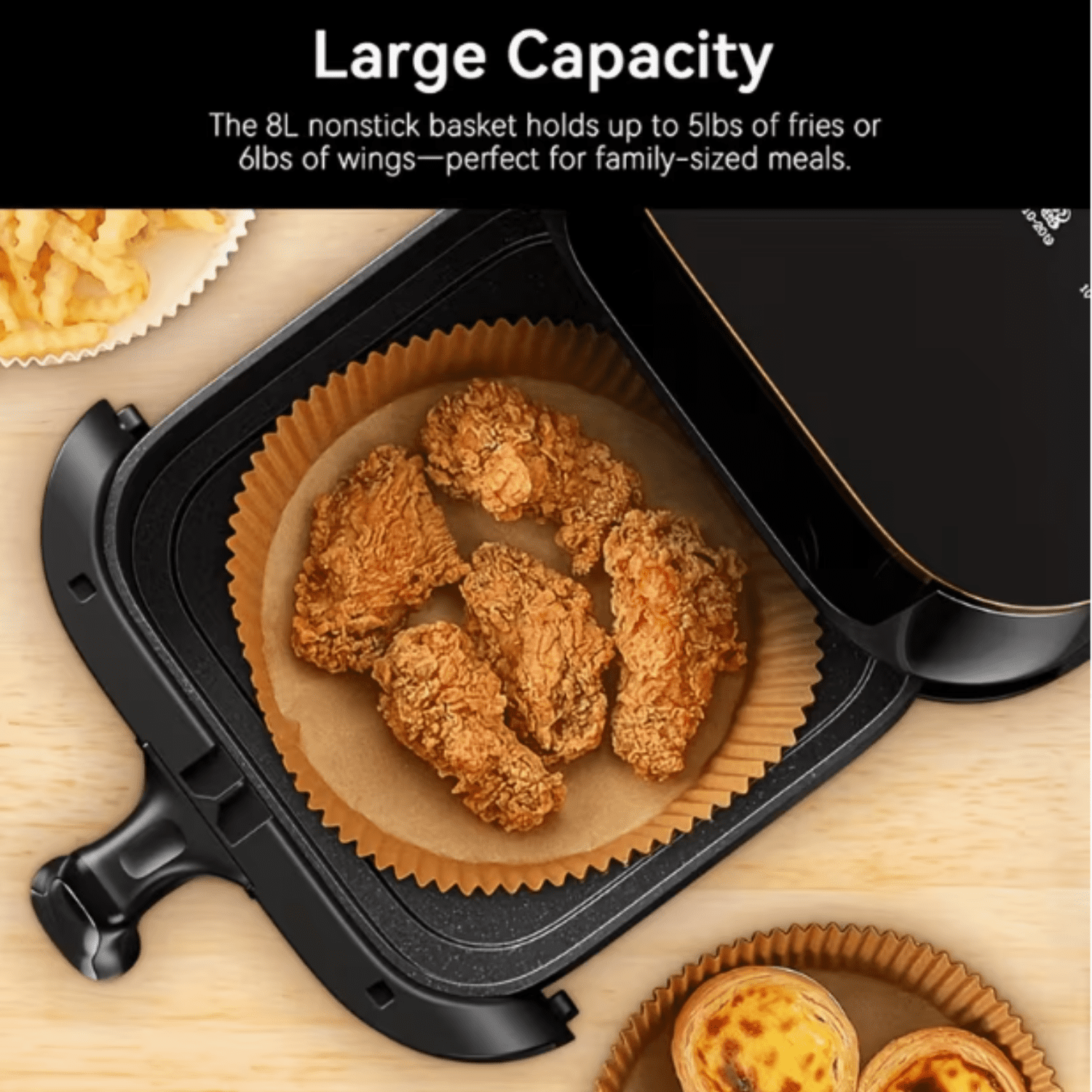 6 in 1 Air Fryer 10 Qt Capacity, Compact Countertop, 400F Air Crisp