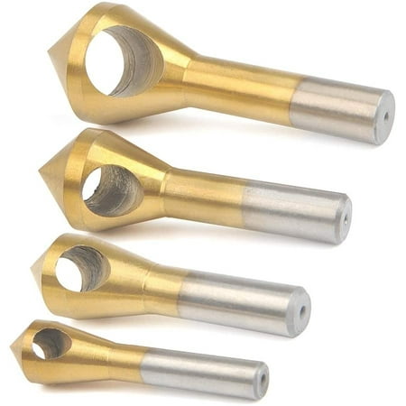 

4 Pieces Countersink Deburring Countersink Hss Countersink Set 90 ° Titanium Coated Countersink Deburring Drill Set For Metal Wood Plastic Aluminum Iron