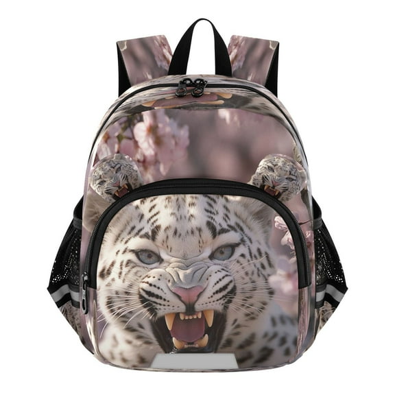 DIXRUYEE Backpack Lovely Snow Leopard in Bloom Pattern Pattern Suitable Schoolbag