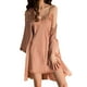 thumbnail image 1 of Conjunto de 2 piezas de camisón de satén con bata para mujer, camisón sexy de encaje, camisón sin mangas, 1 of 7