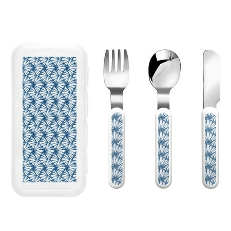 

Cauagu Blue Shells Print 3-Pieces Toddler Cutlery Set Kids Silverware Set with Spoons Forks & Knife Stainless Steel Utensils for Kids Dishwasher Safe