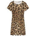 thumbnail image 3 of Leopard Print Brown Women's Dress Short Sleeve Summer Sundress Summer Women Clothes, 3 of 7
