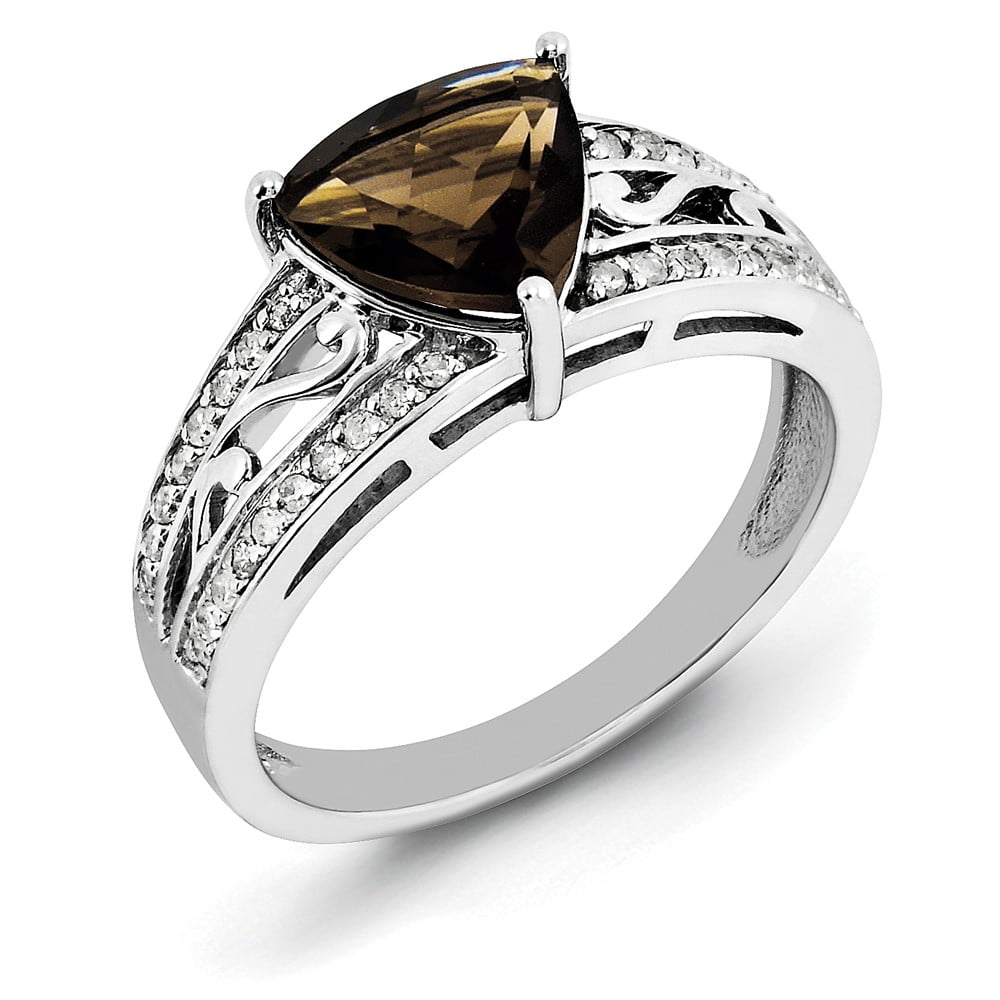 Mia Diamonds 925 Sterling Silver and 14k Yellow Gold Smoky Quartz Bangle Bracelet Mia Diamonds 925 Sterling Silver and 14k Yellow Gold Smoky Quartz Bangle Bracelet