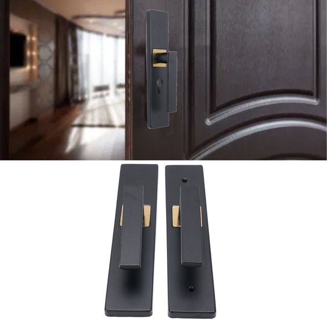 Poignée de Porte d'Entrée Serrure, Levier de Porte d'Entrée en Alliage d'Aluminium Noir pour Hôtel pour Chambre
