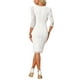 thumbnail image 3 of INSPIRE CHIC Vestido de cóctel de encaje floral de cuello redondo y manga 3/4 para mujer, cuerpo ajustado, invitada de boda, M Blanco, 3 of 6