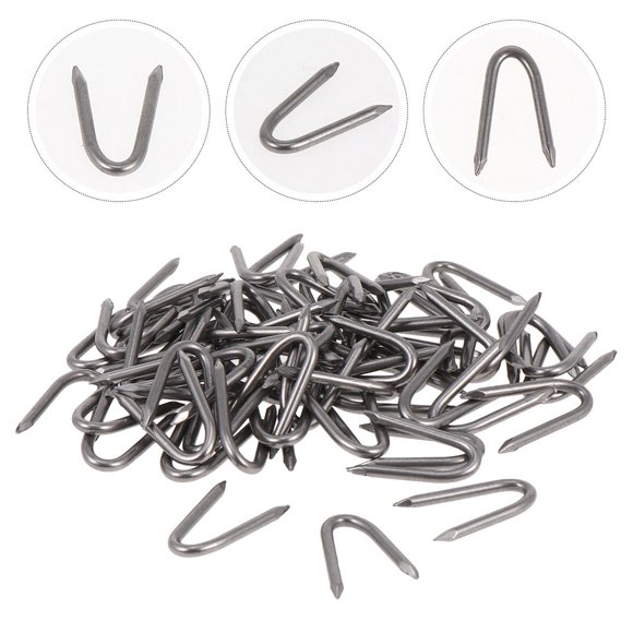 SHOWERORO 140pcs Reusable Fence Staples Silver Iron Fixing Fences Compact Design Garden