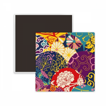 

Flowers Dots Pattern Chinese Japanese Style Asia Square Ceracs Fridge Magnet Keepsake Memento