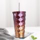 thumbnail image 4 of Taza térmica de acero inoxidable 304 con diseño en diamante y colores degradados, incluye tapa y popote, ideal para viajes, oficina o escuela, 500ml., 4 of 6