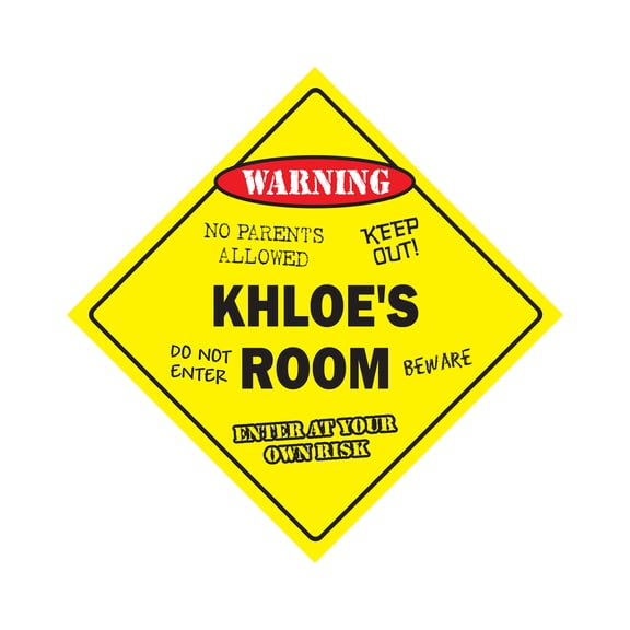 Khloe's Room Sign Crossing Zone Xing | Indoor/Outdoor | 14" Tall kids bedroom decor door children's name boy girl