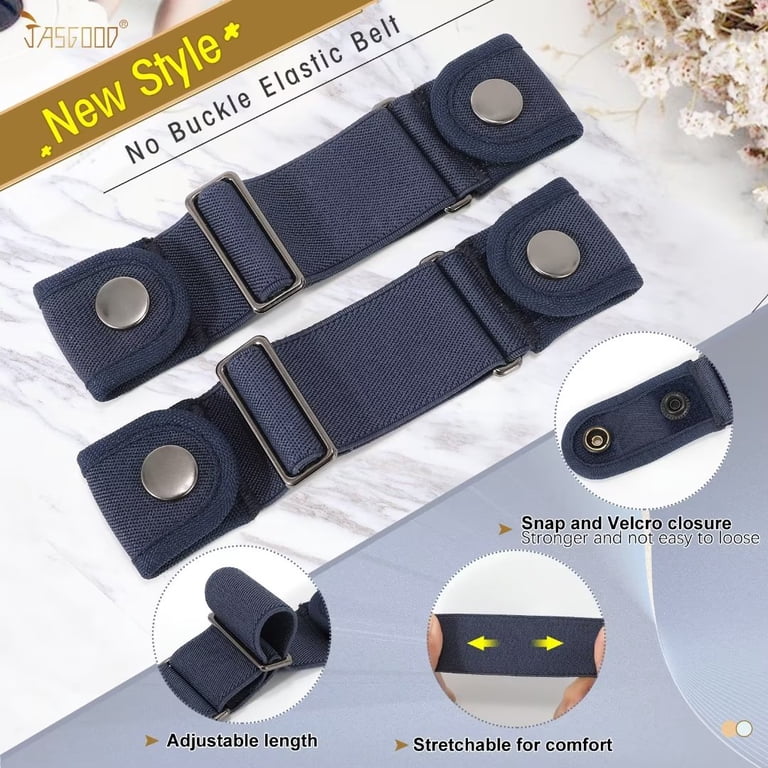 JASGOOD No Buckle Elastic Belts for Men Women, Adjustable  display picture 2