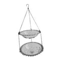 thumbnail image 4 of Comedero para pájaros al aire libre, bebedero colgante para pájaros, plato de doble capa, baño para pájaros para jardín Gris, 4 of 8