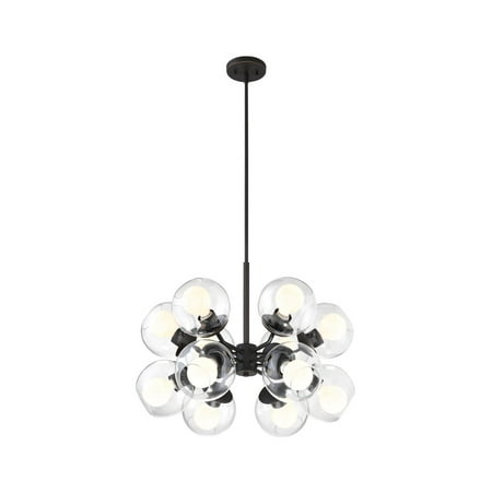 

Satin Bronze Tone Finish Chandeliers 25 Wide Clear Glass Shade A19 12 Light Fixture