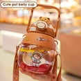 thumbnail image 4 of Hariumiu 1000ml Water Cup Large Capacity Food Grade Adorable Cartoon Kawaii Children Straw Water Cup Travel Accessory-1000ML,Animal,Brown, 4 of 8