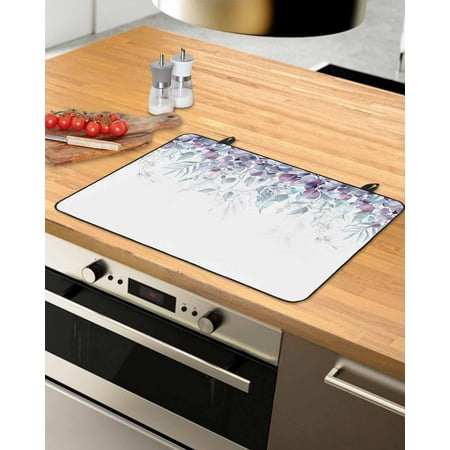 

Weeping Purple Aqua Botanical Stove Top Covers for Electric Stove Heat Insulation Fireproof Glass Cooktop Cover Counter Top Glass Stove Cover for Prevent Scratches 29 x21 Spring Eucalyptus Leaves