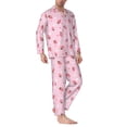 thumbnail image 2 of Pofeuu Floral Strawberr Print Men's Long Sleeve Pajama Set Pijamas Para Hombres Pijamas Para Hombres Mens Pajamas Set-Medium, 2 of 7