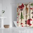 thumbnail image 2 of Beige Christmas Santa and Animal Pattern Shower Curtain 84"x72" ,Bathroom Decorative Shower Curtains Set with 12 Hooks,Modern Waterproof Washable Shower Curtain, 2 of 6