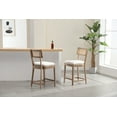 thumbnail image 3 of Dayalane Rattan Back Counter Height Bar Stools, Light Brown Wood + White Sherpa (Set of 2), 3 of 10