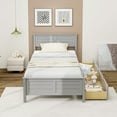 thumbnail image 4 of Gymax Twin Size Wooden Bed Frame w/ 2 Storage Drawers & Under-bed Storage Gray, 4 of 9
