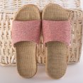 thumbnail image 1 of Nvzi Pantuflas de tatami de lino, antideslizantes, para interiores, con punta abierta (talla 37-38, rosa), 1 of 5