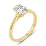 14K Yellow Gold Oval Lab Grown Diamond Cathedral Solitaire Engagement Ring - 1 Carat (Ring Size: 4.5)