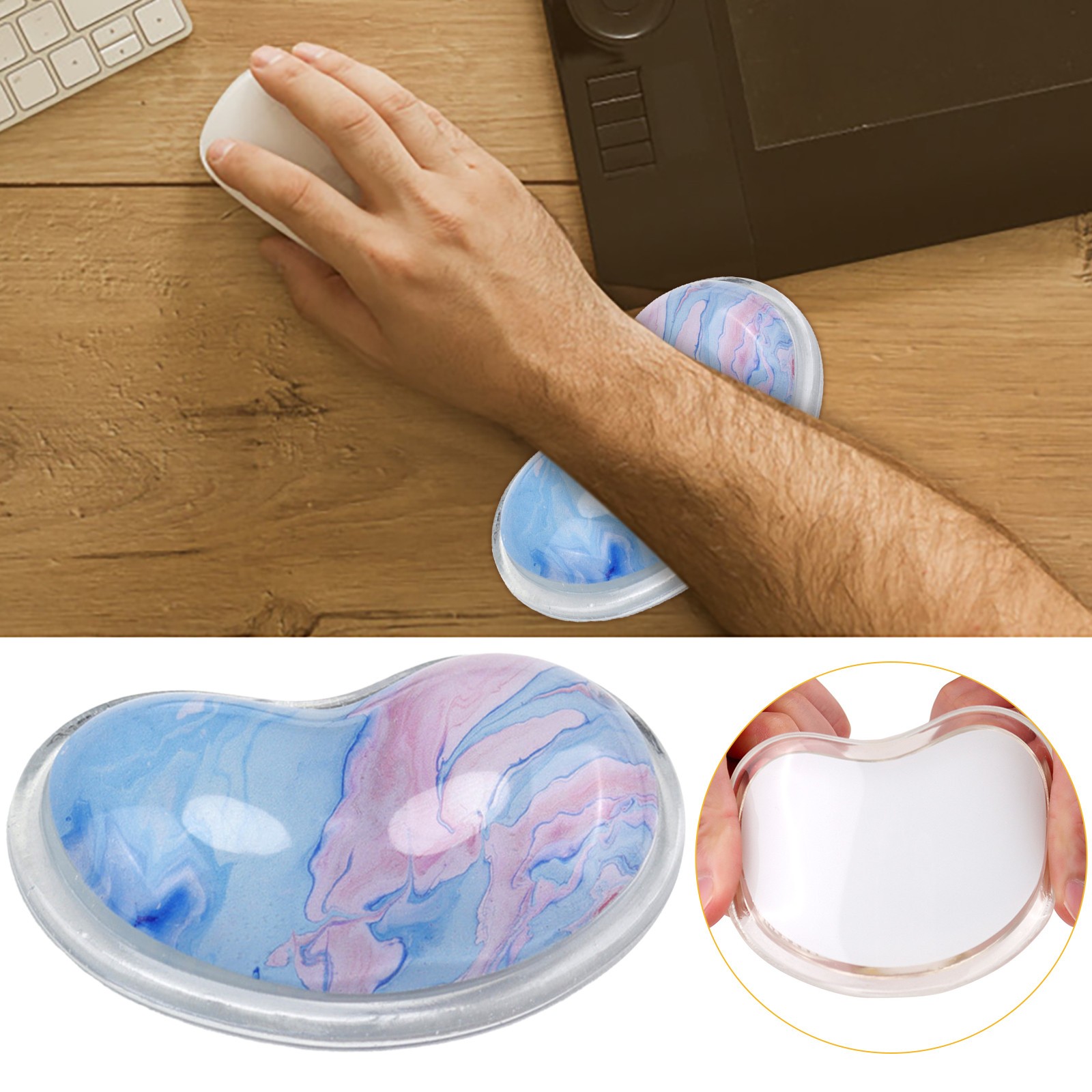 Mouse Pad Gaming Mouse Pad Wrist Support Silicone Gel Wrist Rest Heart Shaped Translucence Ergonomic Mouse Pad Effectively Wrist Fatigue Comfortable Keyboard Mouse Pad With Wrist Rest - image 1 of 9