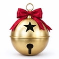 thumbnail image 2 of Luckky Oversized Gold Metal Christmas Jingle Bells, 14 x 10 Inch Giant Sleigh Bell Ornaments with Red Bow, Large Decorative Bells for Porch, Yard, Mantel, Indoor Outdoor Holiday Decor, 1Pc, 2 of 8