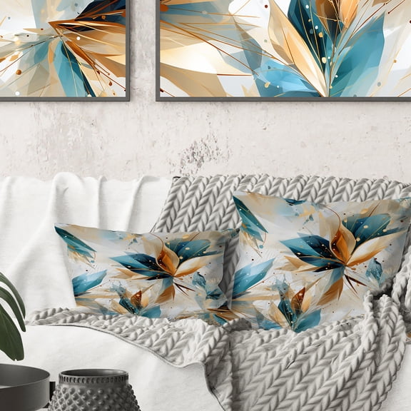 Designart "Extravagant Teal Crystal Glitz" Glam Printed Throw Pillow